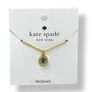 Kate Spade “You’re a Gem” Green Pavé Halo Pendant Necklace | NWT